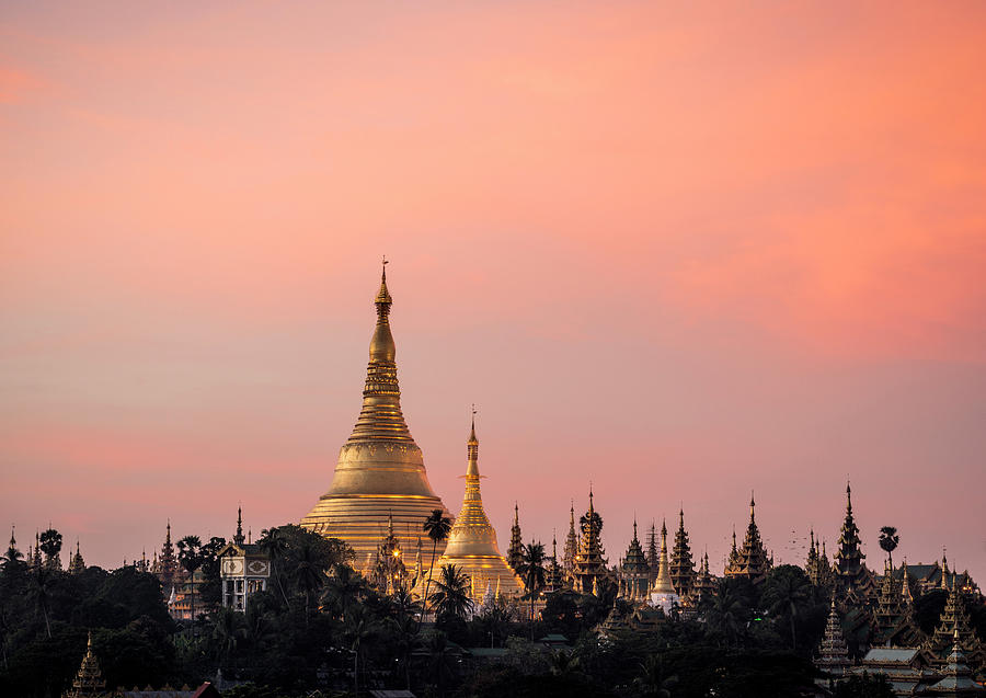 Architecture Photograph - Myanmar, Yangon, Shwedagon Pagoda At by Martin Puddy
