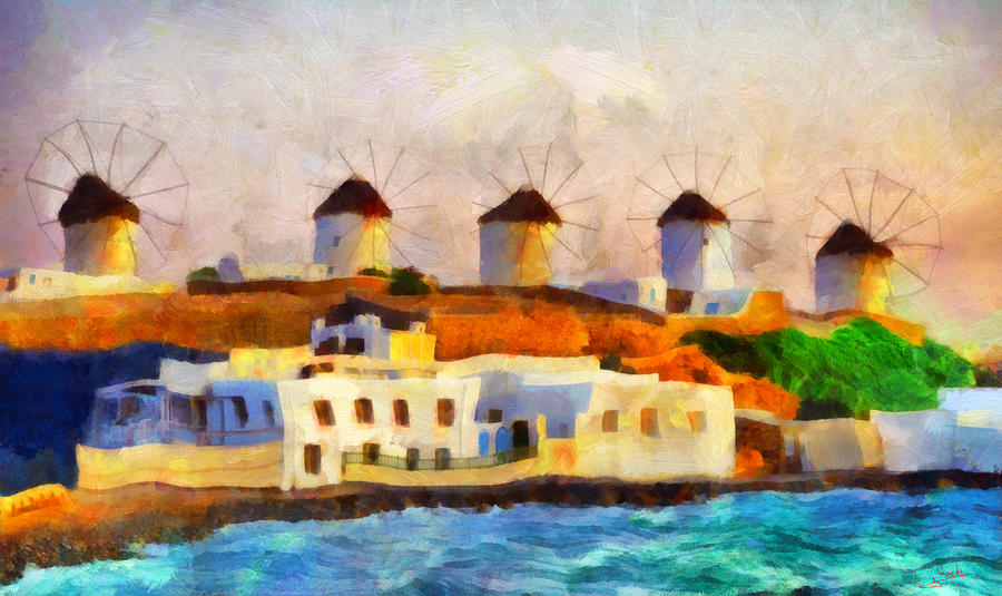 Myconos island 2 Painting by George Rossidis