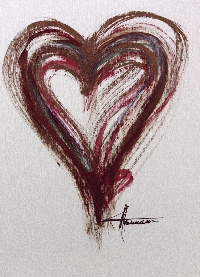 Myeloma Awareness Heart Painting by Marian Lonzetta