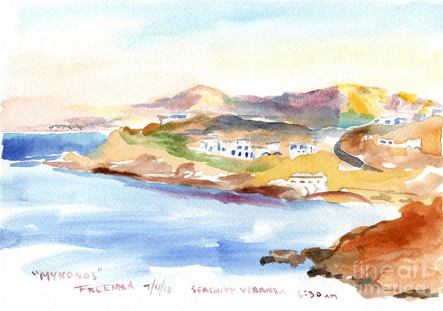 Mykonos Coast Painting by Valerie Freeman