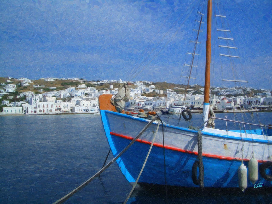 Mykonos Harbor Grk9595 Painting by Dean Wittle