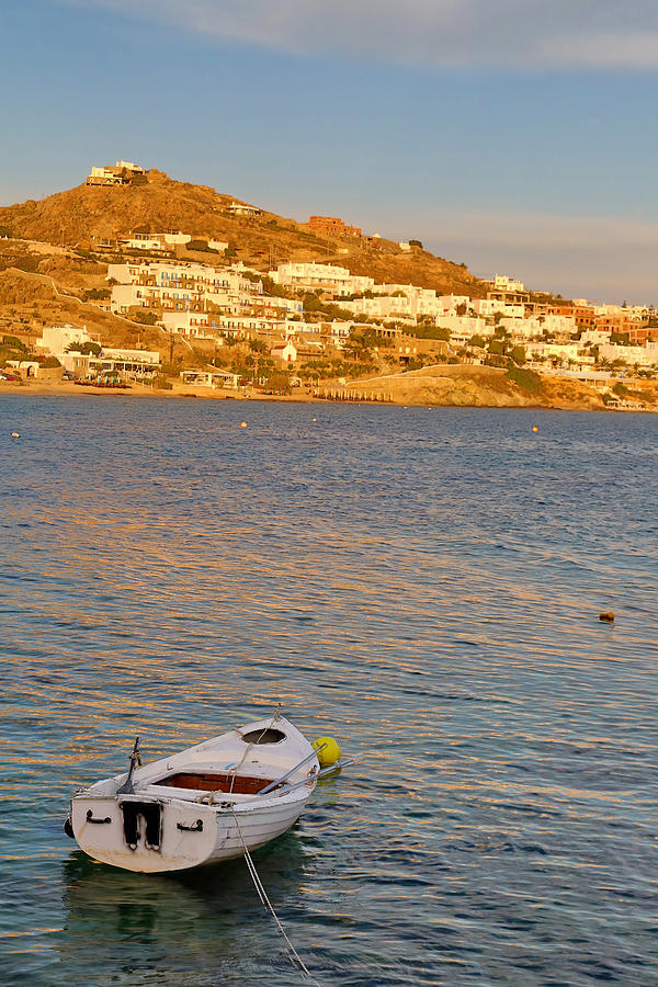 Mykonos Island and boat Photograph by Jack Nevitt