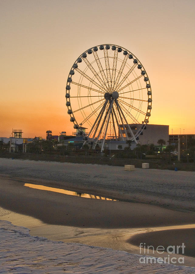 Myrtle Beach Skywheel at Sunset Photograph by Michelle Tinger