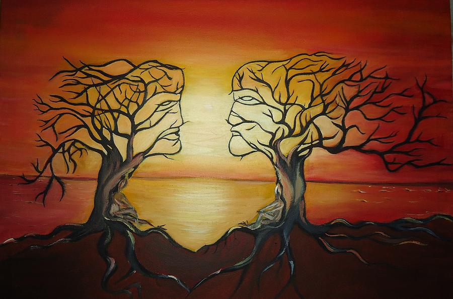 Sunset Painting - Mysterious Branches by Alka  Malik