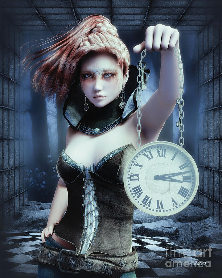 Fantasy Digital Art - Mysterious Girl by Jutta Maria Pusl