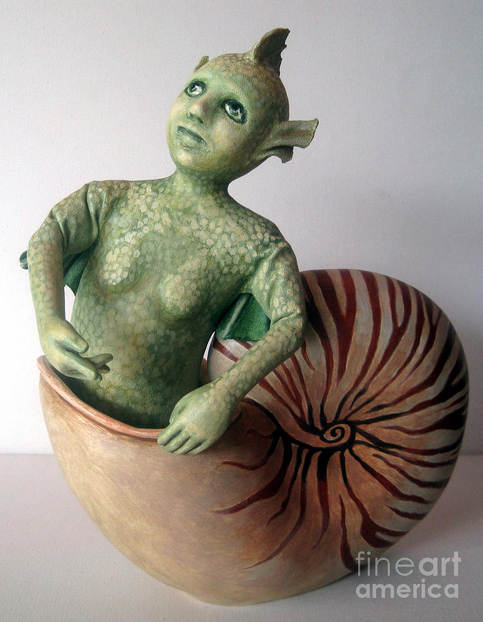 Mystery of the Nautilus - figurative sculpture Photograph by Linda Apple