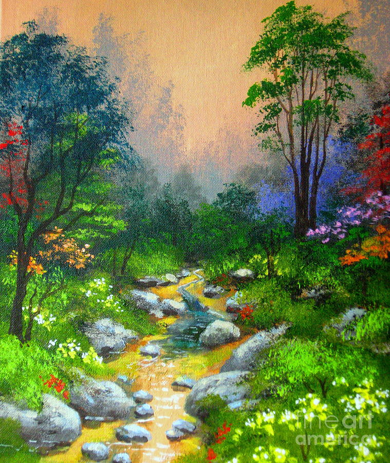 Nature Painting - Mystery  Stream  by Shasta Eone