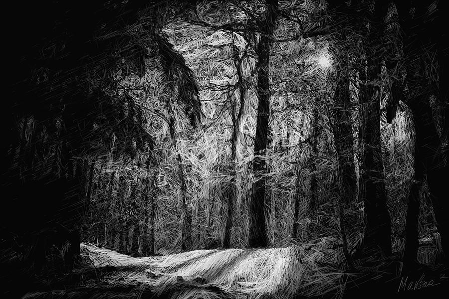Winter Digital Art - Mystic forest by Marina Likholat