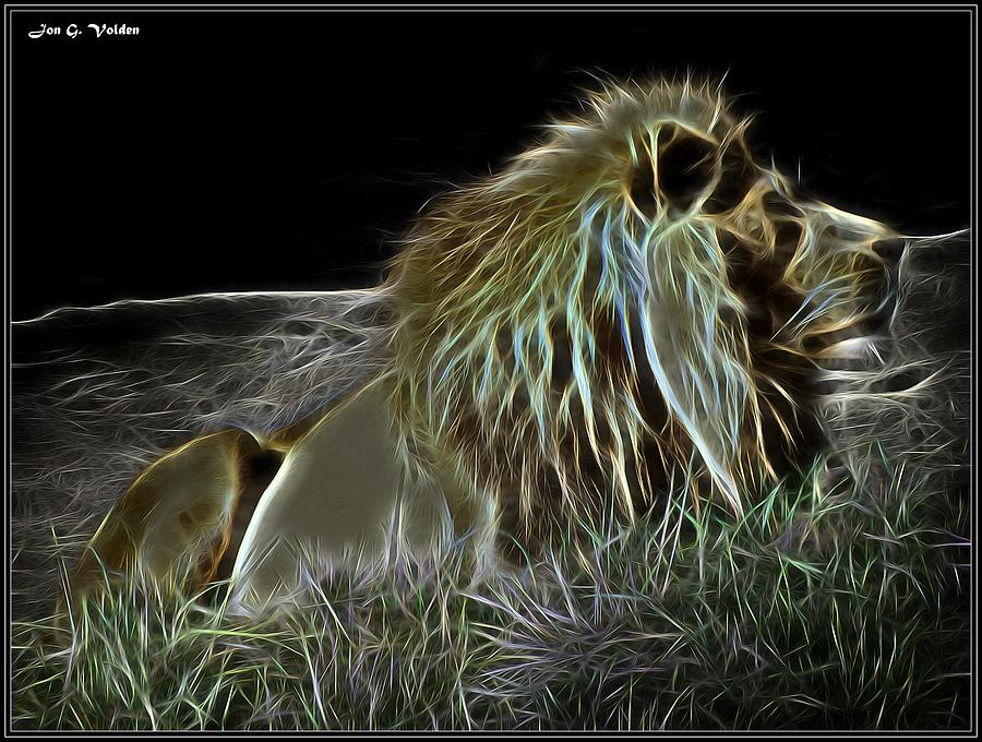 Mystic Lion At Rest Painting by Jon Volden
