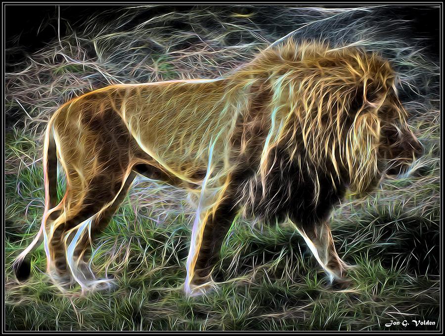 Mystic Lion Walking Painting by Jon Volden