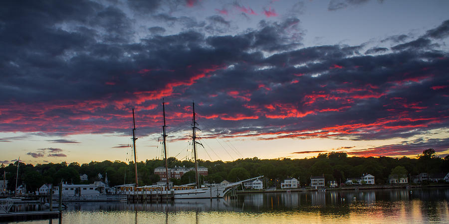 Mystic River Burning Sunset Photograph by Kirkodd Photography Of New England