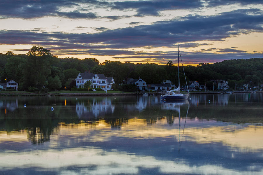 Mystic River Sunset Reflection Photograph by Kirkodd Photography Of New England