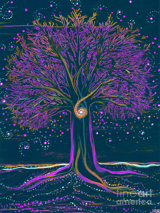 Mystic Spiral Tree 1 purple Painting by First Star Art