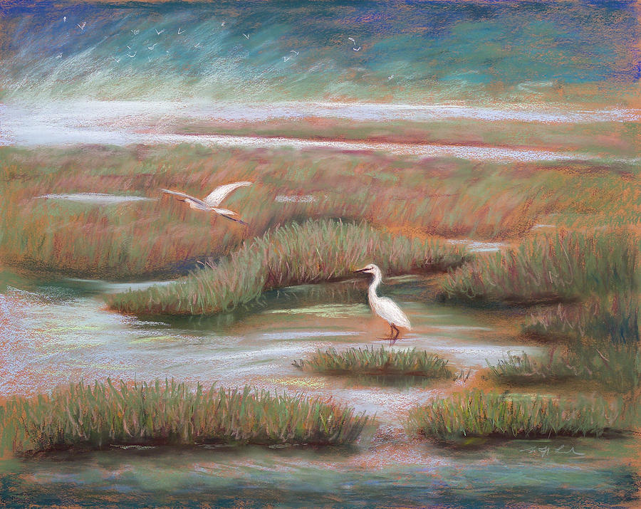 Heron Painting - Mystical Morning by Karin  Leonard