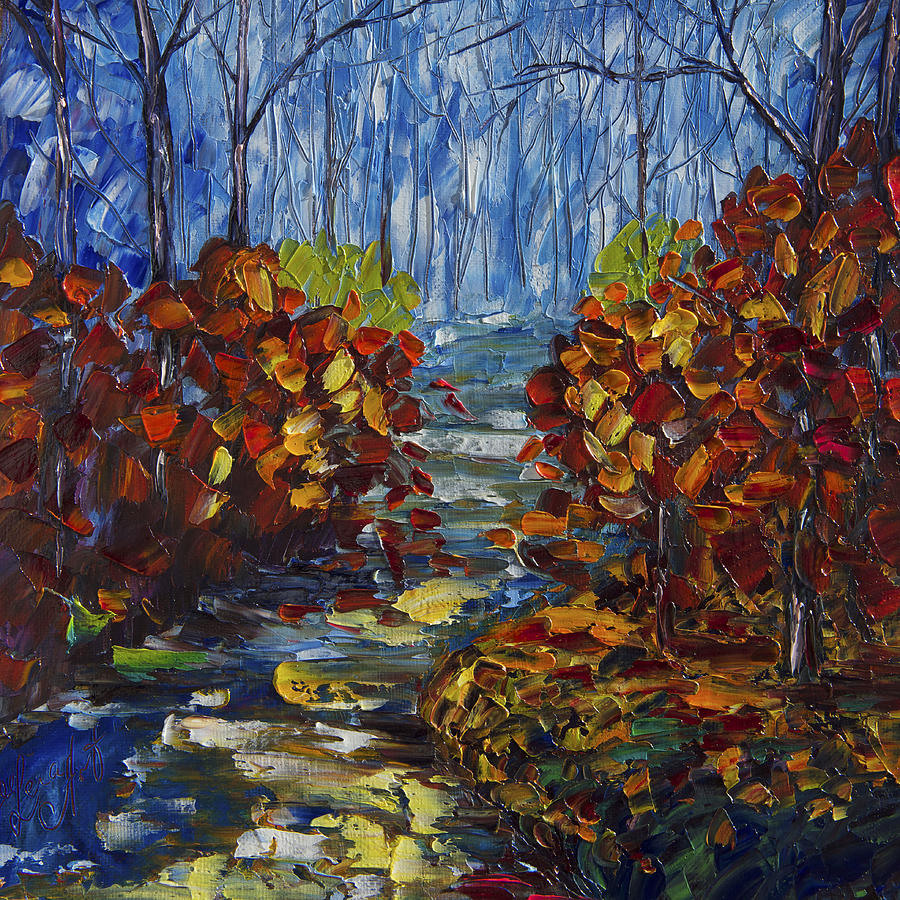 Mysty Morning Path Painting by Lena Owens - OLena Art Vibrant Palette Knife and Graphic Design