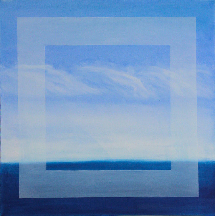 Mythical Blue Horizon - center  panel Painting by Diana Perfect