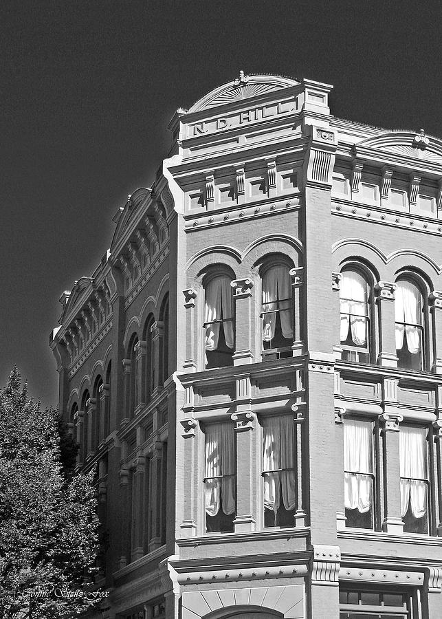 N. D. Hill Building 1858. Port Townsend Historic District Vivid BW Photograph by Connie Fox