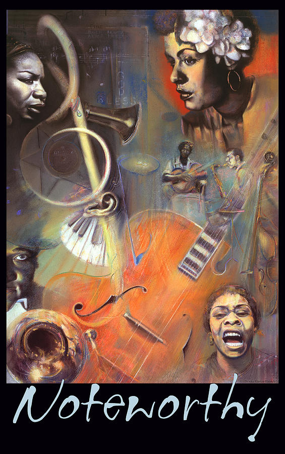 N O T E W O R T H Y - Legends of Jazz and Blues - Soft Pastel Art with Border and Title Pastel by Brooks Garten Hauschild