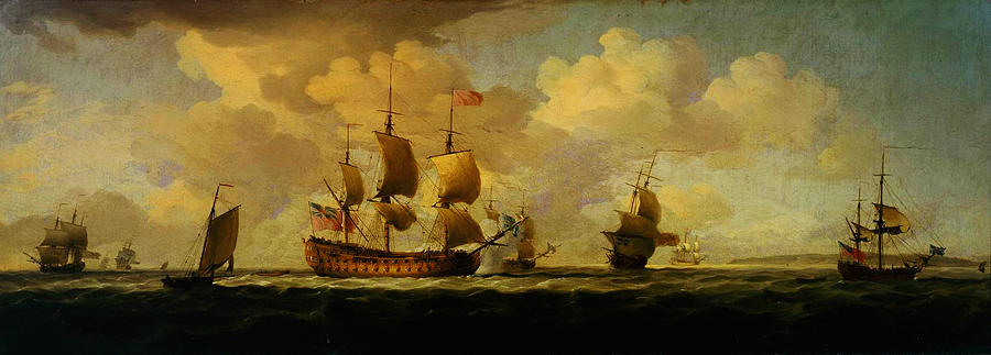 A Flagship before the Wind with other Vessels Painting by Celestial Images