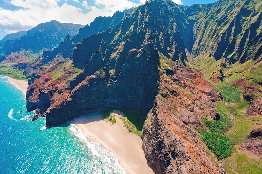 Na Pali Coast From Air Photograph by M.M. Sweet