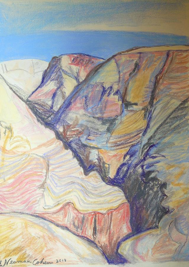 Nachal Darga Canyon Drawing by Esther Newman-Cohen
