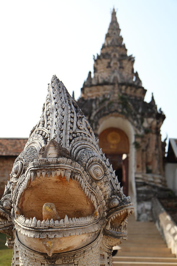 Lampang Photograph - Naga Statue - Wat Phra That Lampang Luang - Lampang Thailand - 01132 by DC Photographer
