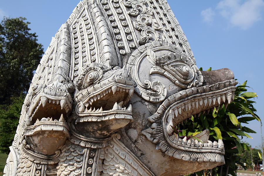 Naga Statue - Wat Phra That Lampang Luang - Lampang Thailand - 01133 Photograph by DC Photographer