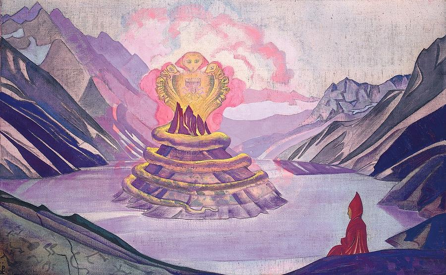 Nicholas Roerich Painting - Nagarjuna - Conqueror of the Serpent by Nicholas Roerich
