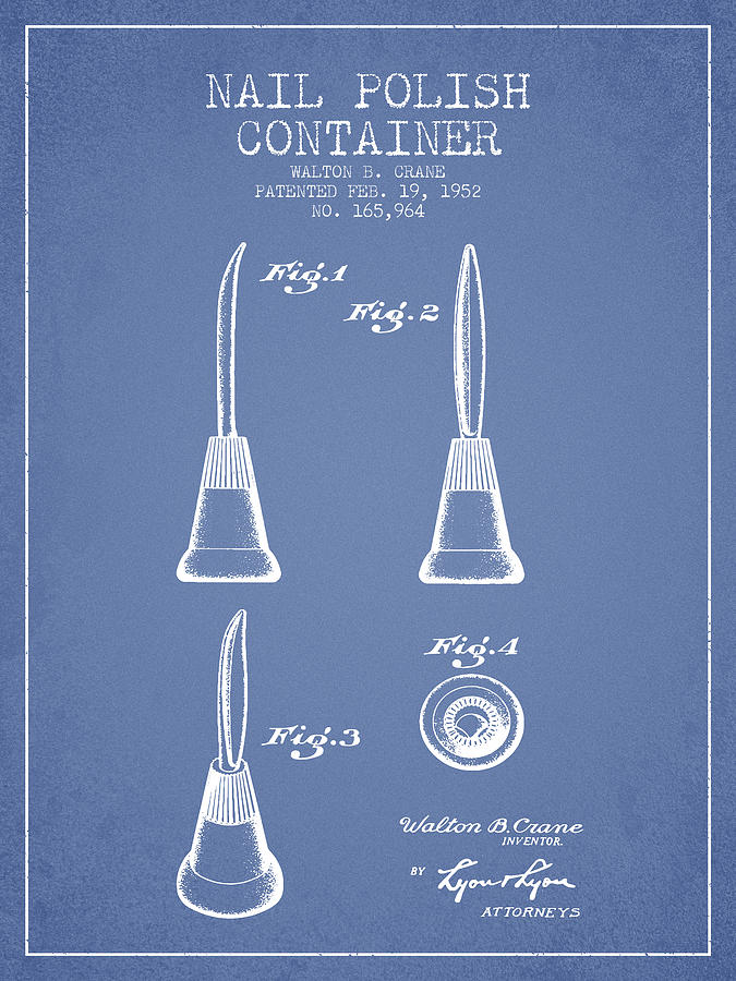 Vintage Digital Art - Nail Polish Container Patent from 1952 - Light Blue by Aged Pixel