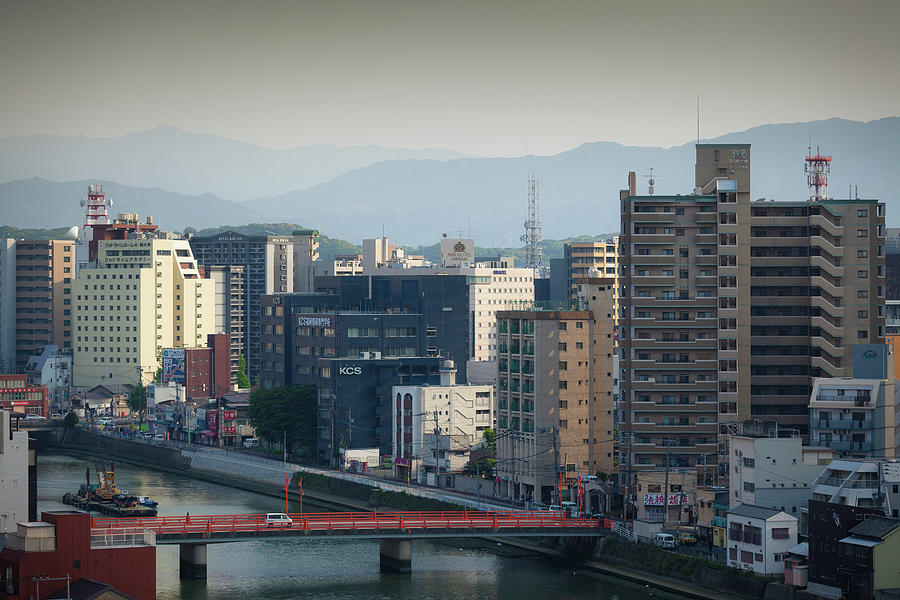 Naka River And Fukuoka Cityscape Photograph by Hal Bergman