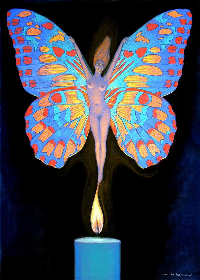 Naked Butterfly Lady Transformation Painting by Sue Halstenberg