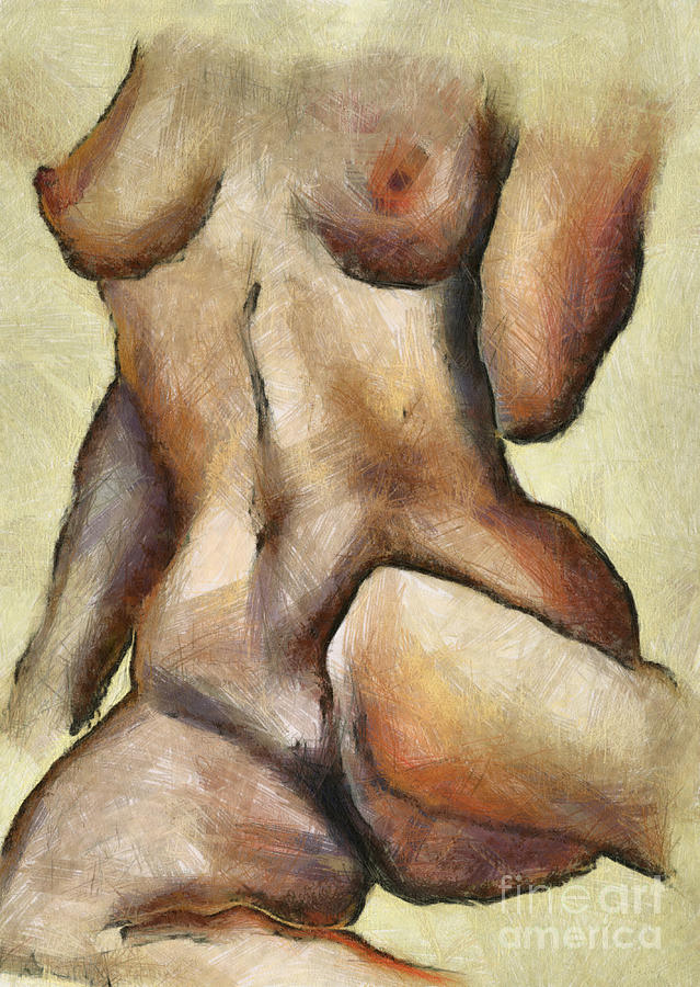 Naked Woman Body - Torso Digital Art by Michal Boubin