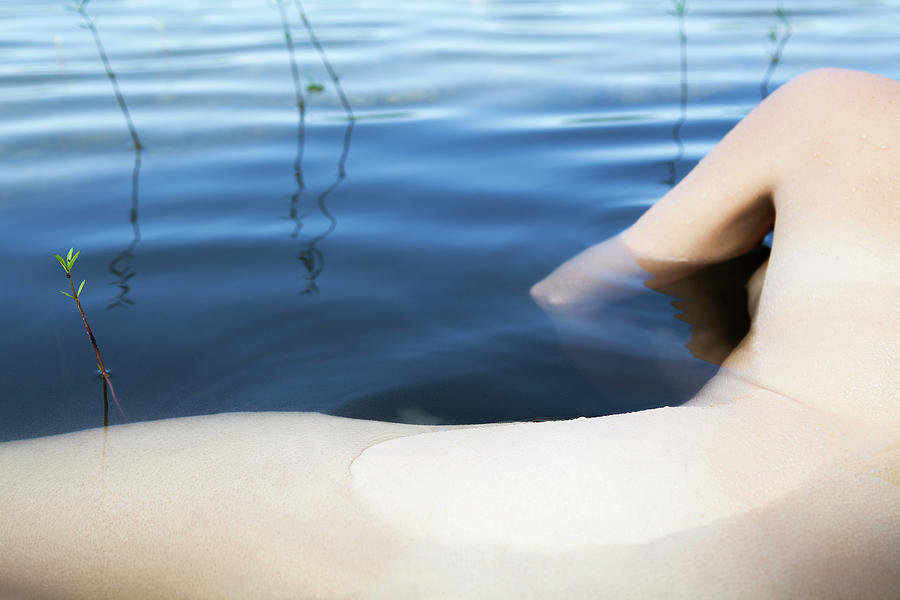 Naked Woman In A Pond, Back View Photograph by Andreas Kuehn