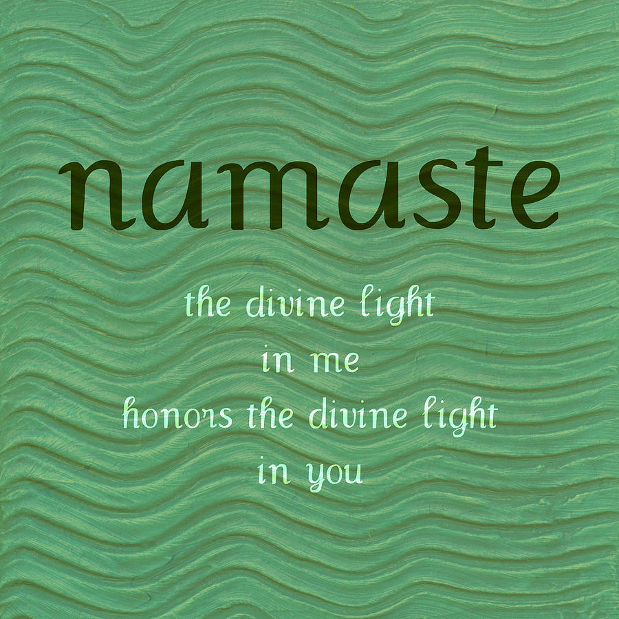 Namaste with Blue Waves Painting by Michelle Calkins