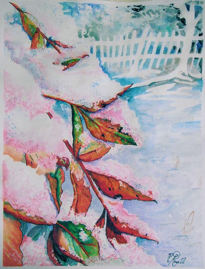 Nandina in Snow Painting by Nicole Angell