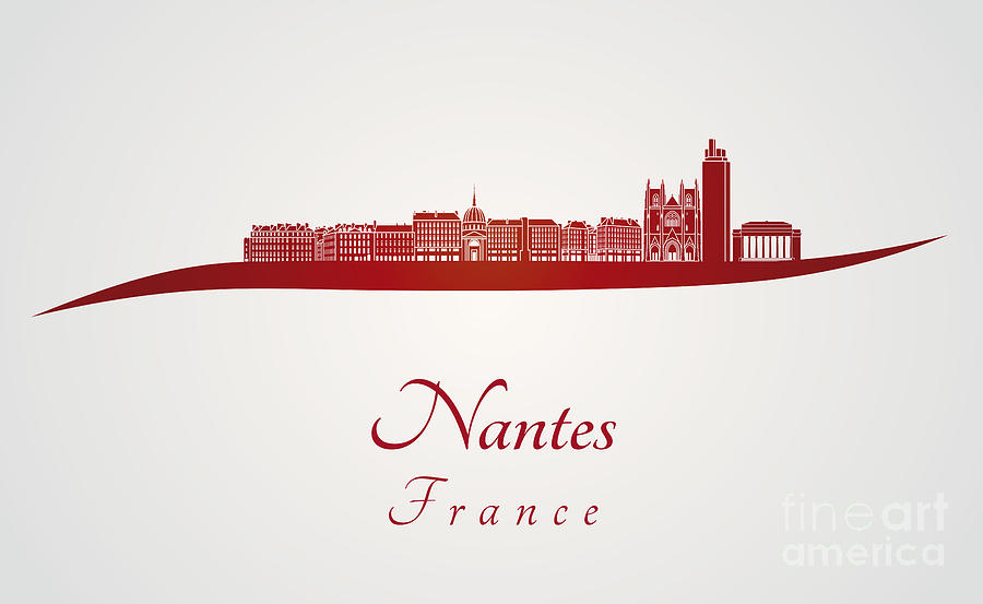 Nantes skyline in red Digital Art by Pablo Romero