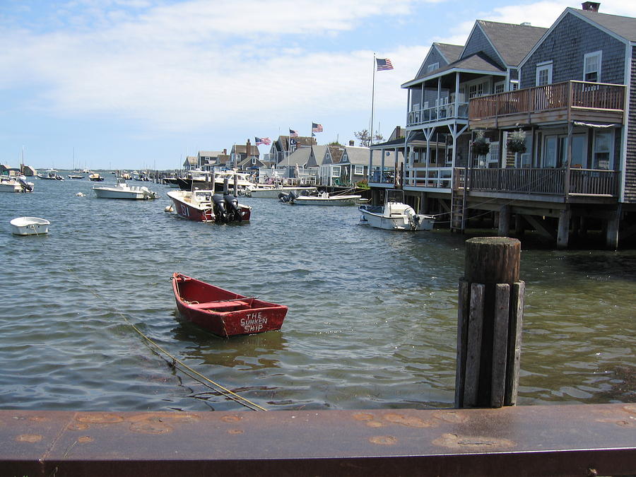 Flag Photograph - Nantucket Rowboat and Flags by Fran Goertzel Gustavson