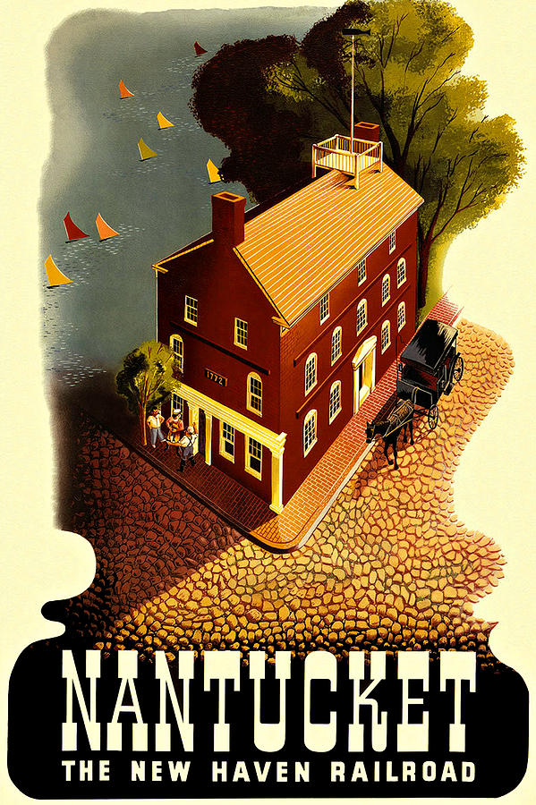 Nantucket Vintage Vacation Poster Digital Art by Movie Poster Prints