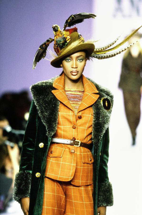 Naomi Campbell On A Runway For Anna Sui Photograph by Guy Marineau