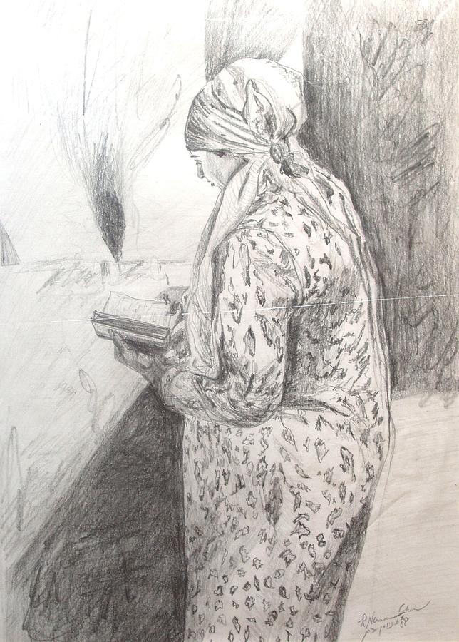 Naomi Praying for her Ten Children Drawing by Esther Newman-Cohen