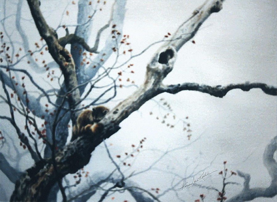 Wildlife Painting - Nap In The Mist by Hanne Lore Koehler