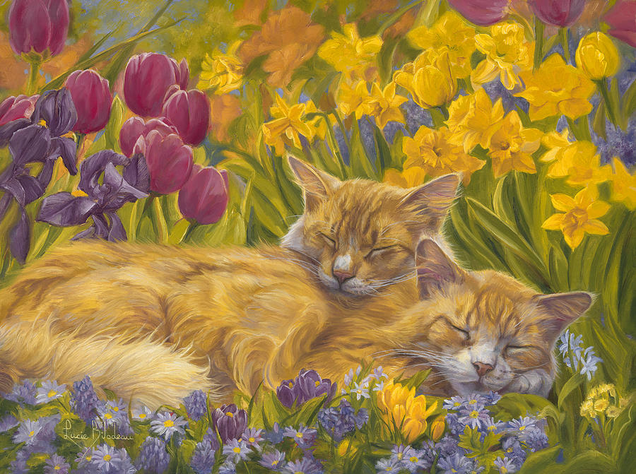 Cat Painting - Nap Time by Lucie Bilodeau