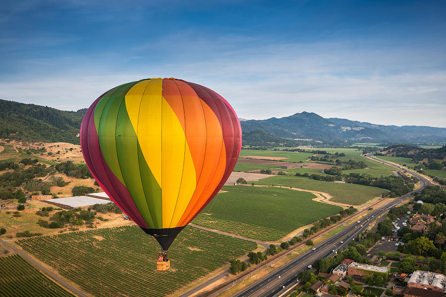 Napa Photograph - Napa Valley Balloon Aloft by Steve Gadomski
