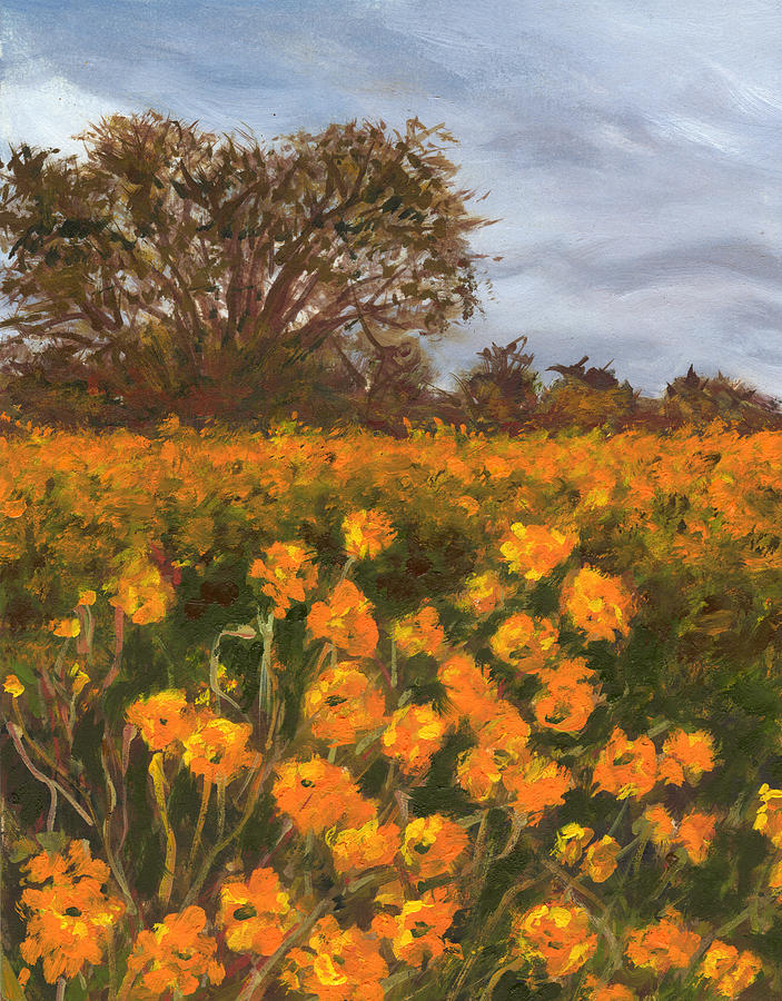 Napa Wine Country Mustard Field Painting by Emily Freiman