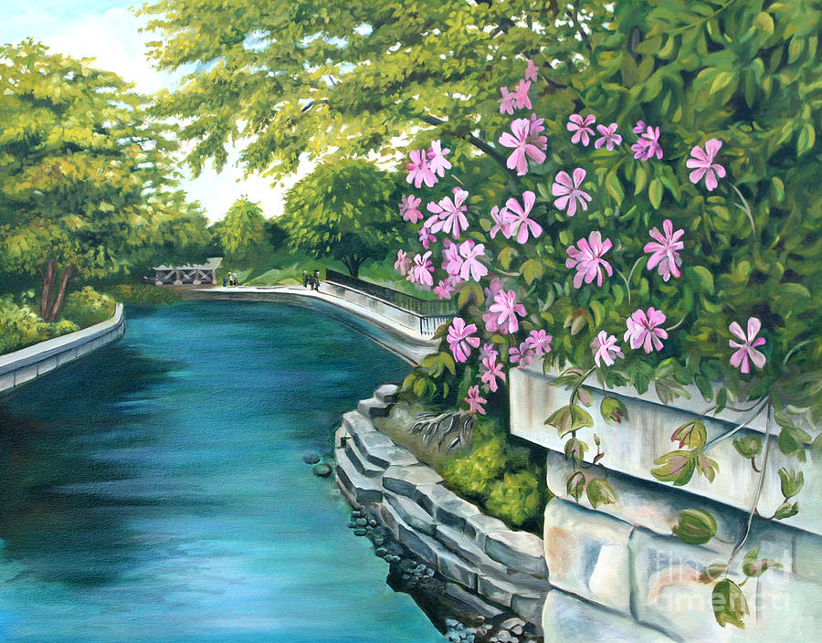Naperville Riverwalk Painting by Debbie Hart