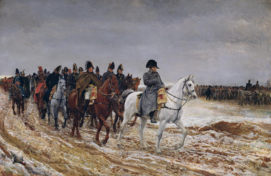 Winter Photograph - Napoleon 1769-1821 On Campaign In 1814, 1864 Oil On Canvas by Jean-Louis Ernest Meissonier