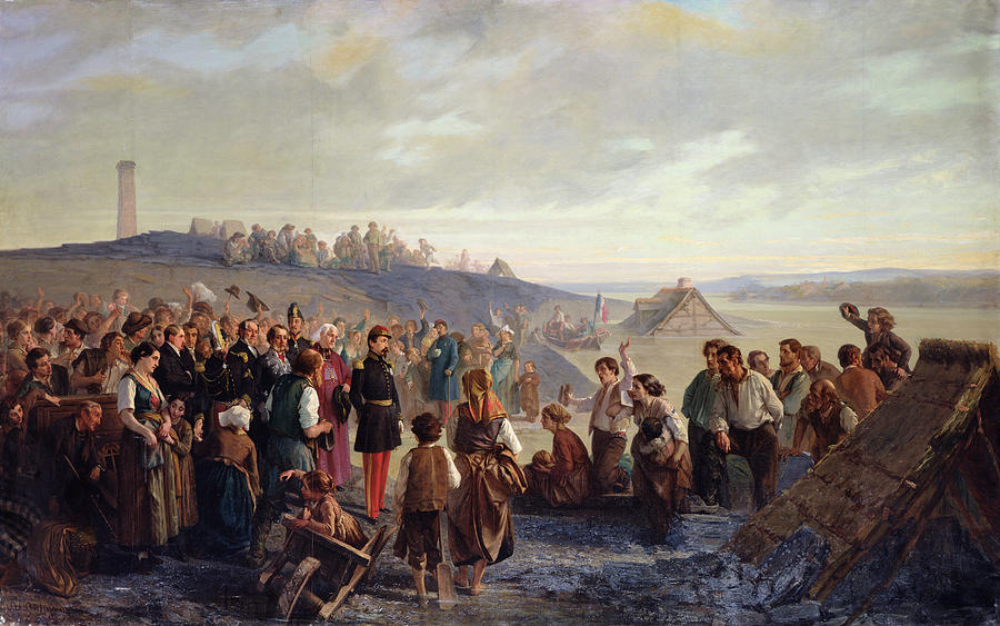 Napoleon IIi Visiting The Slate Quarries Of Angers, 1856 Oil On Canvas Photograph by Alexandre Antigna