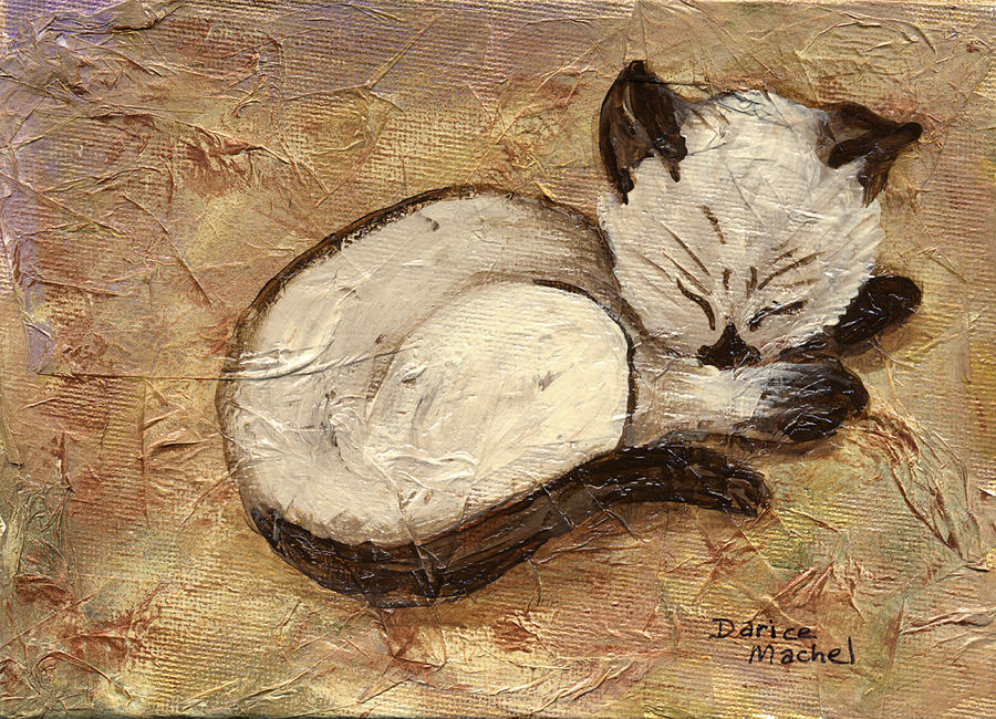 Cat Painting - Napping Kitty by Darice Machel McGuire