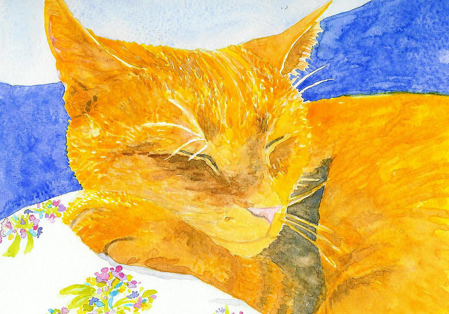Nappy Cat Painting by Anne Marie Brown