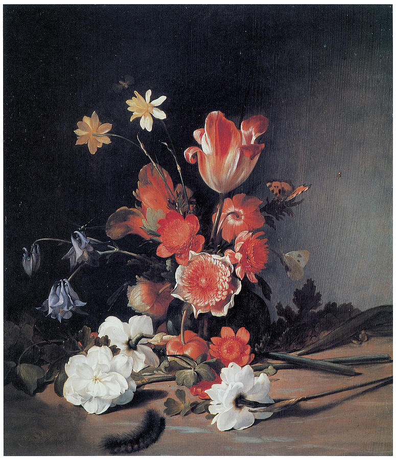 Tulip Painting - Narcissi Anemones Tulips and Other Flowers by Dirck De Bray